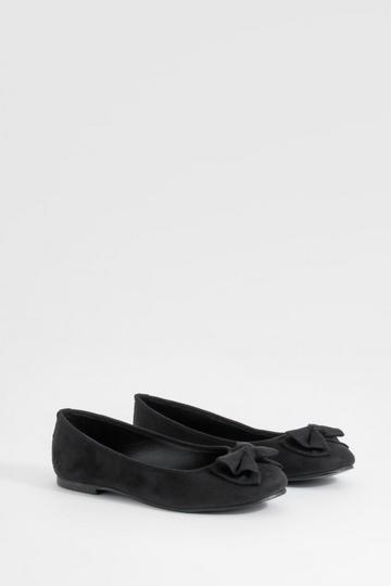 Wide Fit Bow Round Toe Ballerina black