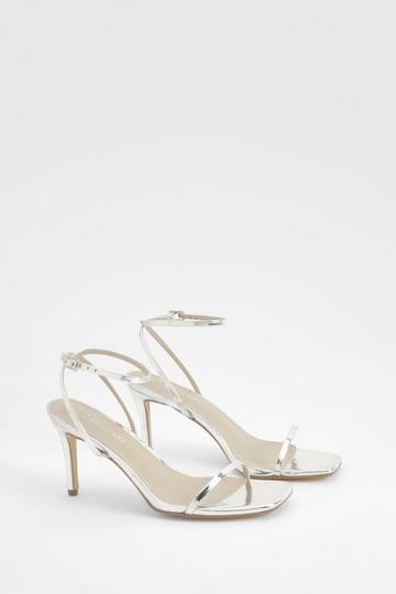 Metallic Barely There Low Stiletto Heel silver