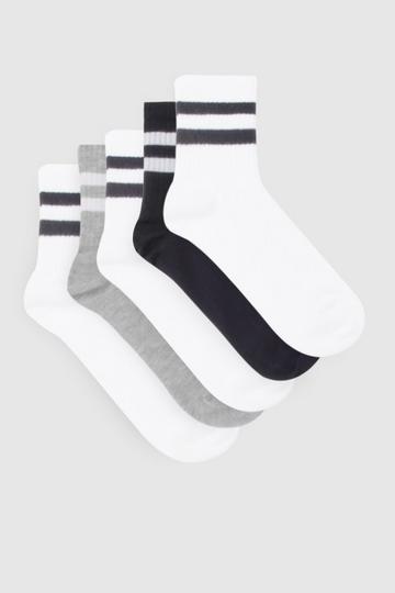 5 Pack Striped Ankle Socks multi
