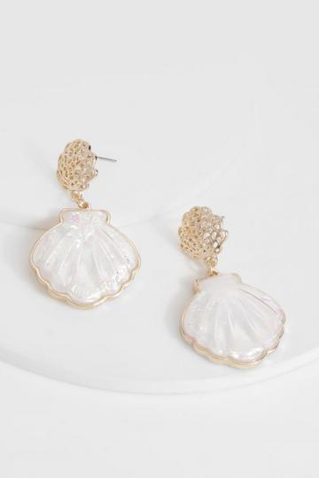 Pearlised Sea Shell Statement Earrings pearl