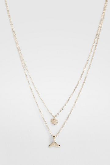 Sea Shell Layered Necklace gold