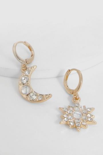 Gold Metallic Celestial Hoop Earrings