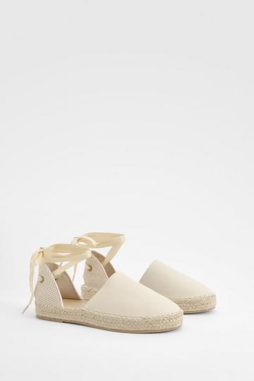 Cream White Wrap Around Espadrille Sandals