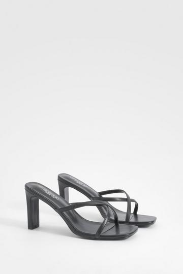 Wide Fit Crossover Strap Heeled Mules black