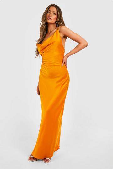 Satin Double Strap Maxi Dress orange