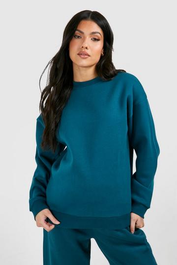 Teal Green Maternity Basic Sweatshirt