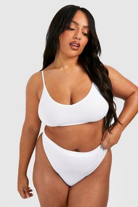 New Look rib seamless thong in white