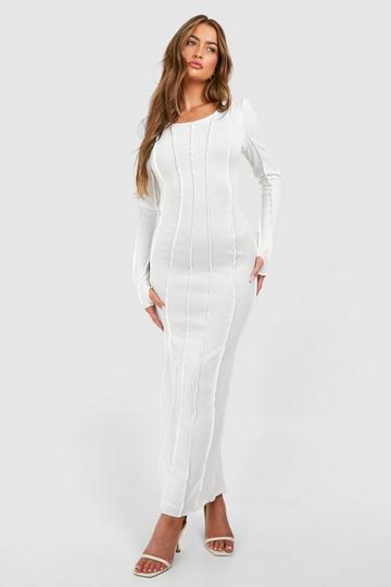 Cream White Seam Detail Maxi Dress