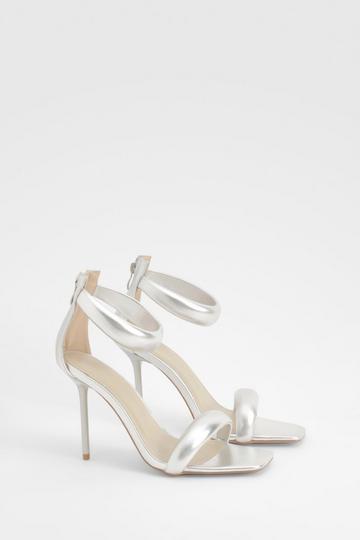 Padded 2 Part Heels silver