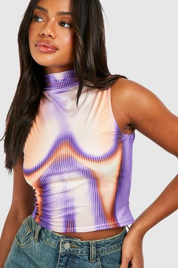 Slinky Body Print Top purple