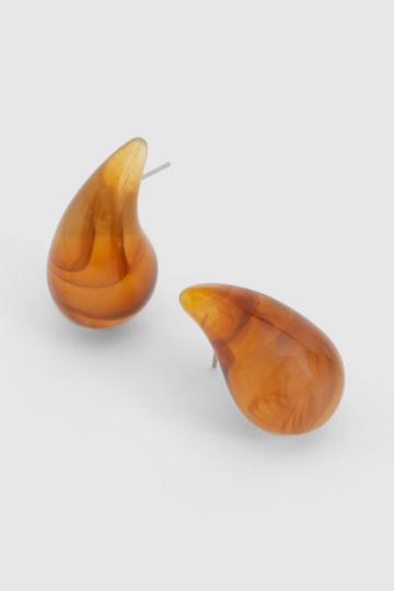 Amber Marble Effect Tear Drop Earrings amber