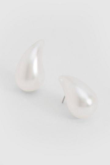 White Pearl Tear Drop Earrings