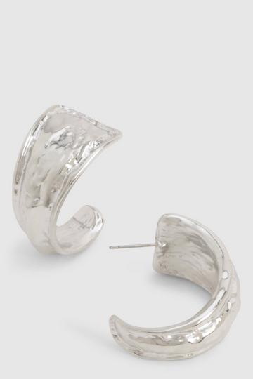 Silver Silver Molten Hoop Earrings