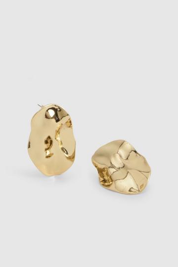 Gold Metallic Oversized Abstract Stud Earrings