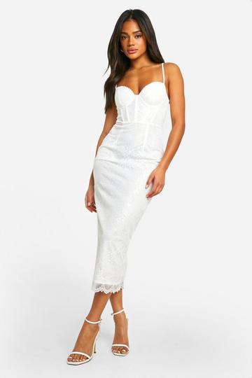 Lace Corset Midi Dress white