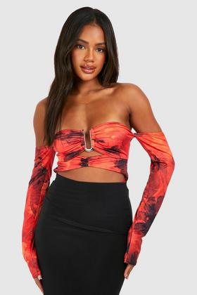 Red Bodysuit Floral Print Bodysuit Short Sleeve Bodysuit, 49% OFF