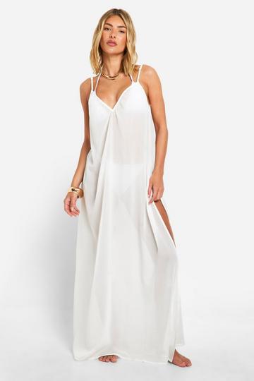 Chiffon Strappy Beach Maxi Dress white