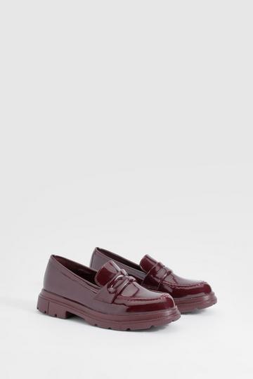 Patent Chunky Loafers burgundy