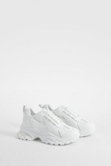 White Chunky Panel Detail Lace Up Trainers