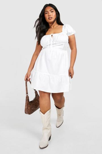 White Plus Cotton Poplin Tiered Maxi Dress