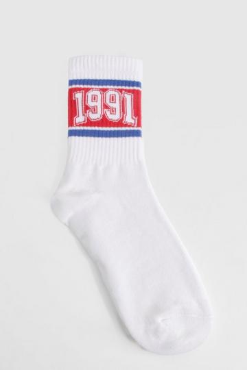 Striped Single Sports Socks white