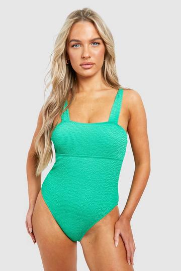 Crinkle Strappy Swimsuit green