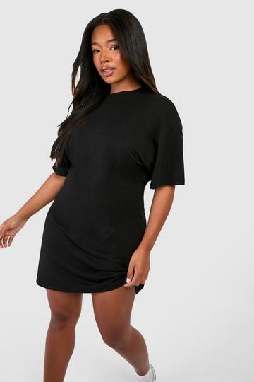 Plus A-line Structured T-shirt Dress black