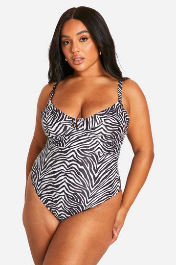 Plus Zebra Cupped Swimsuit black