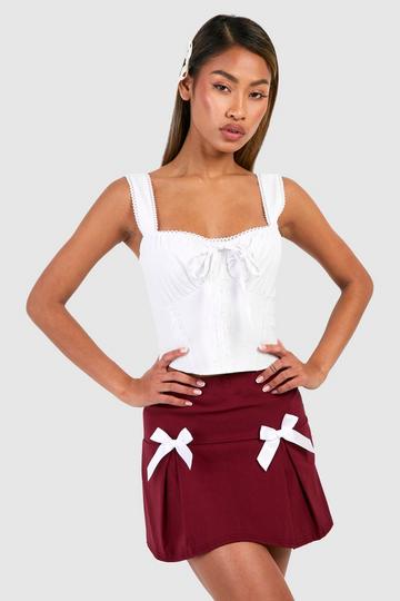 Ribbon Bow Micro Mini Skirt cherry