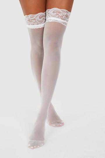 White White Lace Detail Hold Ups