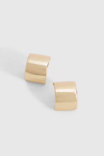 Gold Metallic Square Statement Stud Earrings