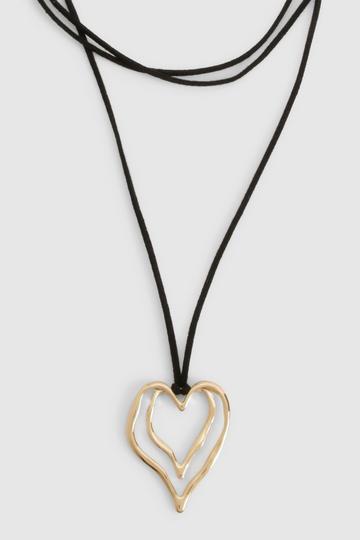 Metallic Gold Abstract Heart Rope Necklace