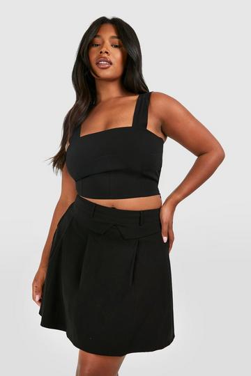 Black Plus Corset Top And Mini Skirt Co-ord
