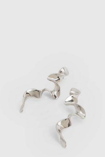 Silver Silver Squiggle Drop Earrings