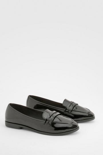 Wide Fit Patent Loafers black