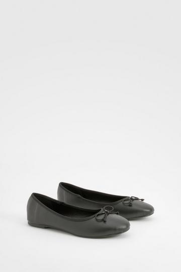 Black Wide Fit Bow Detail Ballets