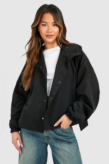 Pocket Detail Hooded Jacket black