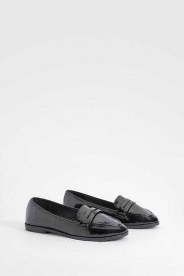 Round Toe Basic Loafers black