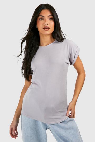 Maternity Ribbed Roll Sleeve T-shirt grey