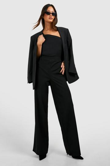 Tall Crepe Tailored Wide Leg Trousers black