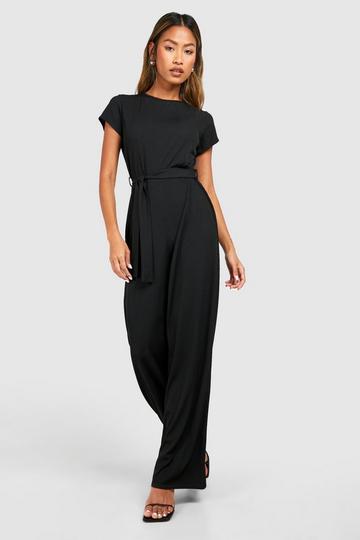 Slouchy Belted Soft Rib Jumpsuit black