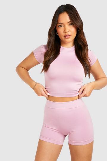 Supersoft Premium Seamless Seam Detail Open Back Top pink
