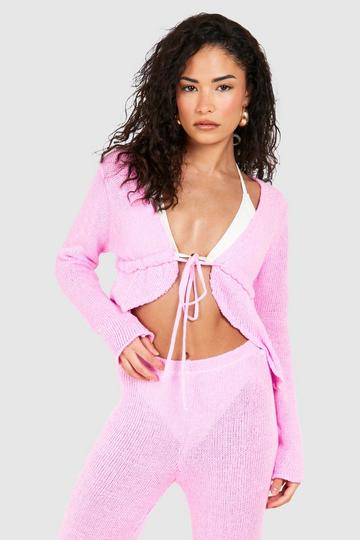 Petite Knit Tie Top candy pink