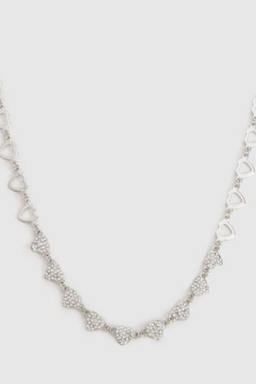 Embellished Heart Necklace silver