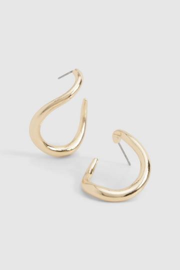 Gold Metallic Chunky Drop Ring Earrings