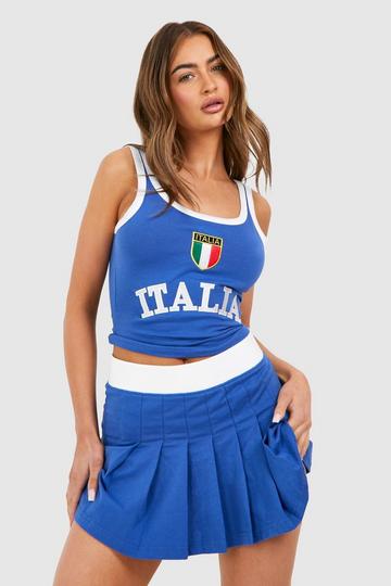 Italia Set Mini Pleated Tennis Skirt blue