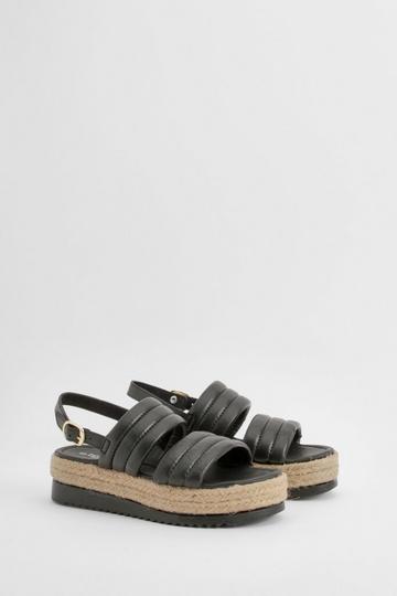 Wide Fit Padded Double Strap Flatforms black