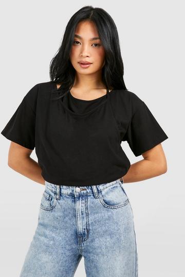 Petite Double Layer Cotton T-shirt black