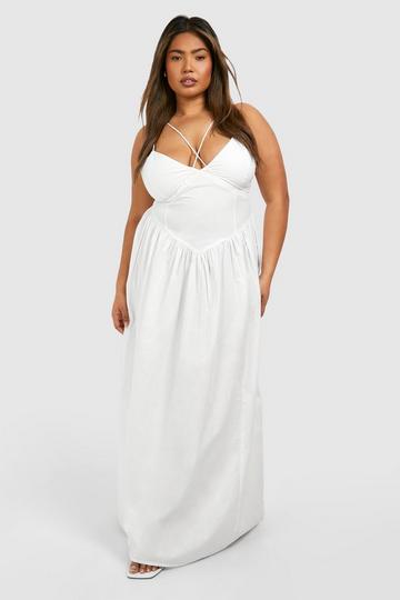 Plus Cotton Strappy Maxi Dress white