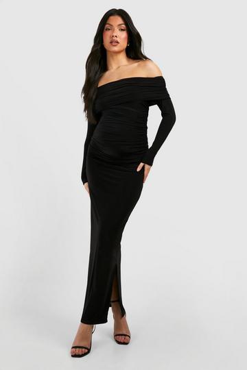 Maternity Slinky Ruched Top And Skirt Co-ord black